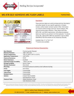 MS-478 Self-Adhesive Polyester Arc Flash Label 11.23.21