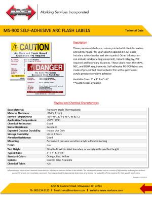 MS-900 Self-Adhesive Arc Flash Labels 11.23