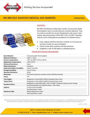 MS-900 Self-Adhesive Medical Gas Markers 11.23.21