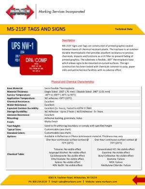 MS-215F Tags and Signs 3.16.22