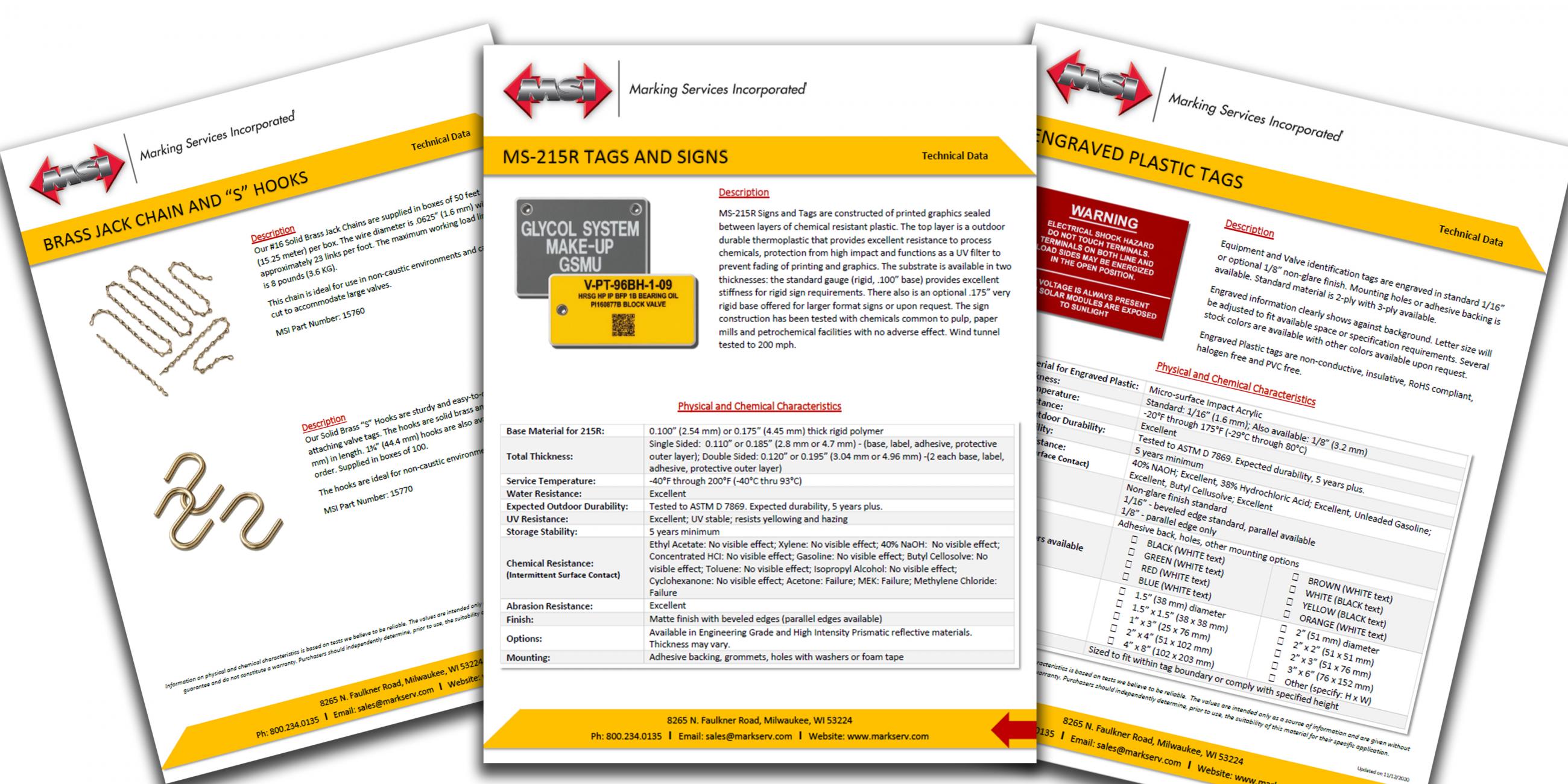 Technical Data Sheets from MSI