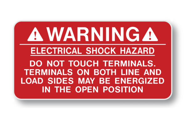 MS-215 Solar Placard WARNING - ELECTRIC SHOCK HAZARD TERMINALS ON BOTH LINE AND LOAD SIDE