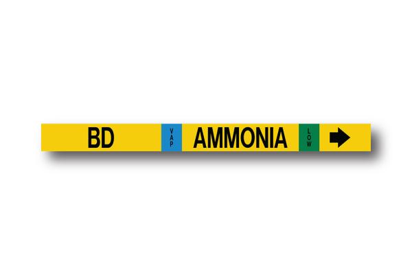 MS-900 Yellow Adhesive Ammonia Pipe Marker (Booster Discharge BD-VAP-AMMONIA-LOW)