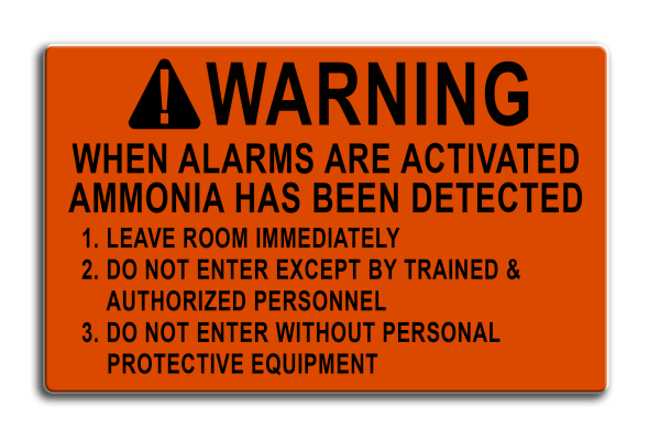 MS-215 Principal Door Signs - WARNING AMMONIA ALARMS 