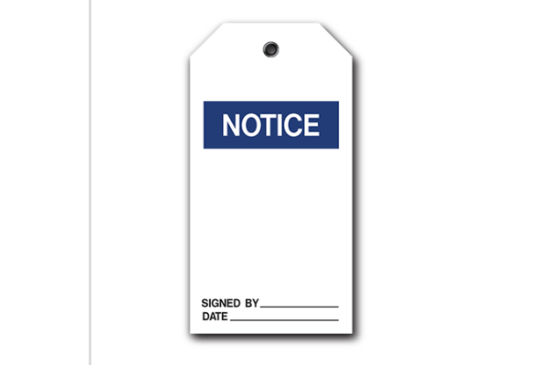 NOTICE ACCIDENT PREVENTION TAG